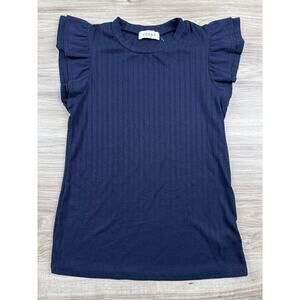 Gilli Double‎ Flutter Sleeve Knit Top, Navy Blue, Size S, NWT